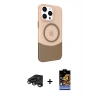MARSİLYAN™- iPhone 15 Pro Max Kılıf Çekirdek Asil Özel Seri - Siyah Buffer Hayalet Cam Ekran Koruyucu + Raze Metal Kamera Lens - TMGI