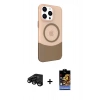 MARSİLYAN™- iPhone 15 Pro Max Kılıf Çekirdek Asil Özel Seri - Siyah Buffer Hayalet Cam Ekran Koruyucu + Siyah Raze Metal Kamera Lens