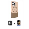 MARSİLYAN™- iPhone 15 Pro Max Kılıf Çekirdek Asil Özel Seri - Siyah Buffer Hayalet Cam Ekran Koruyucu + PVD Metal Kamera Lens - SH