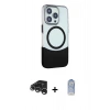 MARSİLYAN™- iPhone 15 Pro Max Kılıf Çekirdek Asil Özel Seri - Siyah Joko Magic 5D Cam + Gümüş Raze Metal Kamera Lens