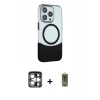 MARSİLYAN™- iPhone 15 Pro Max Kılıf Çekirdek Asil Özel Seri - Siyah Joko Magic 5D Hayalet Cam + PVD Metal Kamera Lens - GS