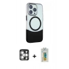 MARSİLYAN™- iPhone 15 Pro Max Kılıf Çekirdek Asil Özel Seri - Siyah Polymer Nano Ekran Koruyucu + PVD Metal Kamera Lens - GS