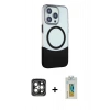 MARSİLYAN™- iPhone 15 Pro Max Kılıf Çekirdek Asil Özel Seri - Siyah Polymer Nano Ekran Koruyucu + PVD Metal Kamera Lens - GI