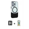 MARSİLYAN™- iPhone 15 Pro Max Kılıf Çekirdek Asil Özel Seri - Siyah Polymer Nano Ekran Koruyucu + PVD Metal Kamera Lens - SH