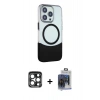 MARSİLYAN™- iPhone 15 Pro Max Kılıf Çekirdek Asil Özel Seri - Siyah Vanessa Magic Cam + PVD Metal Kamera Lens - LT