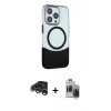 MARSİLYAN™- iPhone 15 Pro Max Kılıf Çekirdek Asil Özel Seri - Siyah Vanessa Magic Hayalet Cam + Raze Metal Kamera Lens - GS