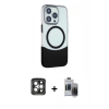 MARSİLYAN™- iPhone 15 Pro Max Kılıf Çekirdek Asil Özel Seri - Siyah Vanessa Magic Hayalet Cam + PVD Metal Kamera Lens - GI