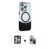 MARSİLYAN™- iPhone 15 Pro Max Kılıf Çekirdek Asil Özel Seri - Siyah Vanessa Magic Hayalet Cam + PVD Metal Kamera Lens - LT