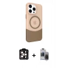 MARSİLYAN™- iPhone 15 Pro Max Kılıf Çekirdek Asil Özel Seri - Siyah Vanessa Magic Hayalet Cam + PVD Metal Kamera Lens - TU