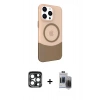 MARSİLYAN™- iPhone 15 Pro Max Kılıf Çekirdek Asil Özel Seri - Siyah Vanessa Magic Hayalet Cam + PVD Metal Kamera Lens - LT