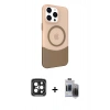 MARSİLYAN™- iPhone 15 Pro Max Kılıf Çekirdek Asil Özel Seri - Siyah Vanessa Magic Hayalet Cam + PVD Metal Kamera Lens - SH