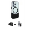 MARSİLYAN™- iPhone 15 Pro Max Kılıf Çekirdek Asil Özel Seri - Siyah Vanessa Magic Hayalet Cam + Raze Metal Kamera Lens - TMGI