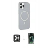 MARSİLYAN™- iPhone 15 Pro Max Kılıf Çekirdek Modern Prime - Şeffaf 360 Full Body Arka Koruyucu + PVD Metal Kamera Lens - GI