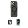 MARSİLYAN™- iPhone 15 Pro Max Kılıf Çekirdek Modern Prime - Şeffaf 360 Full Body Arka Koruyucu + PVD Metal Kamera Lens - SH