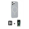 MARSİLYAN™- iPhone 15 Pro Max Kılıf Çekirdek Modern Prime - Şeffaf 360 Full Body Arka Koruyucu + PVD Metal Kamera Lens - SH