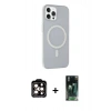 MARSİLYAN™- iPhone 15 Pro Max Kılıf Çekirdek Modern Prime - Şeffaf 360 Full Body Arka Koruyucu + Turuncu PVD Metal Kamera Lens