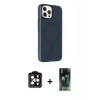 MARSİLYAN™- iPhone 15 Pro Max Kılıf Çekirdek Modern Prime - Şeffaf 360 Full Body Arka Koruyucu + Turuncu PVD Metal Kamera Lens