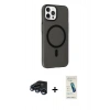MARSİLYAN™- iPhone 15 Pro Max Kılıf Çekirdek Modern Prime - Şeffaf Pasifik Cam Ekran Koruyucu + Raze Metal Kamera Lens - LT