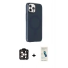 MARSİLYAN™- iPhone 15 Pro Max Kılıf Çekirdek Modern Prime - Şeffaf Pasifik Cam Ekran Koruyucu + PVD Metal Kamera Lens - TU