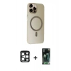 MARSİLYAN™- iPhone 15 Pro Max Kılıf Çekirdek Modern Prime - Siyah 360 Mat Full Body Arka Koruyucu + Lacivert PVD Metal Kamera Lens