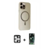 MARSİLYAN™- iPhone 15 Pro Max Kılıf Çekirdek Modern Prime - Siyah 360 Mat Full Body Arka Koruyucu + PVD Metal Kamera Lens - GS
