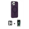 MARSİLYAN™- iPhone 15 Pro Max Kılıf Çekirdek Modern Prime - Siyah 360 Mat Full Body Arka Koruyucu + PVD Metal Kamera Lens - GS