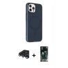 MARSİLYAN™- iPhone 15 Pro Max Kılıf Çekirdek Modern Prime - Siyah 360 Mat Full Body Arka Koruyucu + Raze Metal Kamera Lens - LT