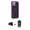 MARSİLYAN™- iPhone 15 Pro Max Kılıf Çekirdek Modern Prime - Siyah 360 Mat Full Body Arka Koruyucu + Raze Metal Kamera Lens - SH