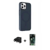MARSİLYAN™- iPhone 15 Pro Max Kılıf Çekirdek Modern Prime - Siyah 360 Mat Full Body Arka Koruyucu + Raze Metal Kamera Lens - SH