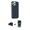 MARSİLYAN™- iPhone 15 Pro Max Kılıf Çekirdek Modern Prime - Siyah 360 Mat Full Body Arka Koruyucu + Raze Metal Kamera Lens - TMGI