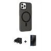MARSİLYAN™- iPhone 15 Pro Max Kılıf Çekirdek Modern Prime - Siyah 3D Antistatik Hayalet Cam Ekran Koruyucu + Raze Metal Kamera Lens - SH