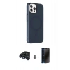 MARSİLYAN™- iPhone 15 Pro Max Kılıf Çekirdek Modern Prime - Siyah 3D Antistatik Hayalet Cam Ekran Koruyucu + Raze Metal Kamera Lens - LT