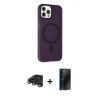 MARSİLYAN™- iPhone 15 Pro Max Kılıf Çekirdek Modern Prime - Siyah 3D Antistatik Hayalet Cam Ekran Koruyucu + Raze Metal Kamera Lens - TMGI