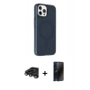 MARSİLYAN™- iPhone 15 Pro Max Kılıf Çekirdek Modern Prime - Siyah 3D Antistatik Hayalet Cam Ekran Koruyucu + Raze Metal Kamera Lens - TMGI