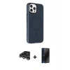 MARSİLYAN™- iPhone 15 Pro Max Kılıf Çekirdek Modern Prime - Siyah 3D Antistatik Hayalet Cam Ekran Koruyucu + Raze Metal Kamera Lens - GS