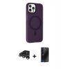 MARSİLYAN™- iPhone 15 Pro Max Kılıf Çekirdek Modern Prime - Siyah 3D Antistatik Hayalet Cam Ekran Koruyucu + Raze Metal Kamera Lens - GS