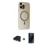 MARSİLYAN™- iPhone 15 Pro Max Kılıf Çekirdek Modern Prime - Siyah 3D Antistatik Hayalet Cam Ekran Koruyucu + Raze Metal Kamera Lens - TMGI