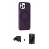 MARSİLYAN™- iPhone 15 Pro Max Kılıf Çekirdek Modern Prime - Siyah 3D Antistatik Hayalet Cam Ekran Koruyucu + Raze Metal Kamera Lens - LT