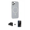 MARSİLYAN™- iPhone 15 Pro Max Kılıf Çekirdek Modern Prime - Siyah 3D Antistatik Hayalet Cam Ekran Koruyucu + Raze Metal Kamera Lens - TMGI