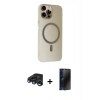MARSİLYAN™- iPhone 15 Pro Max Kılıf Çekirdek Modern Prime - Siyah 3D Antistatik Hayalet Cam Ekran Koruyucu + Raze Metal Kamera Lens - LT