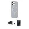 MARSİLYAN™- iPhone 15 Pro Max Kılıf Çekirdek Modern Prime - Siyah 3D Antistatik Hayalet Cam Ekran Koruyucu + Raze Metal Kamera Lens - GS