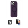 MARSİLYAN™- iPhone 15 Pro Max Kılıf Çekirdek Modern Prime - Siyah 3D Antistatik Mat Seramik Nano Ekran Koruyucu + PVD Metal Kamera Lens - SH