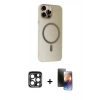 MARSİLYAN™- iPhone 15 Pro Max Kılıf Çekirdek Modern Prime - Siyah 3D Antistatik Mat Seramik Nano Ekran Koruyucu + PVD Metal Kamera Lens - LT