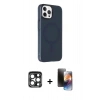MARSİLYAN™- iPhone 15 Pro Max Kılıf Çekirdek Modern Prime - Siyah 3D Antistatik Mat Seramik Nano Ekran Koruyucu + PVD Metal Kamera Lens - LT