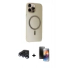 MARSİLYAN™- iPhone 15 Pro Max Kılıf Çekirdek Modern Prime - Siyah 3D Antistatik Mat Seramik Nano Ekran Koruyucu + Raze Metal Kamera Lens - LT