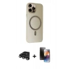MARSİLYAN™- iPhone 15 Pro Max Kılıf Çekirdek Modern Prime - Siyah 3D Antistatik Mat Seramik Nano Ekran Koruyucu + Raze Metal Kamera Lens - TMGI