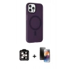 MARSİLYAN™- iPhone 15 Pro Max Kılıf Çekirdek Modern Prime - Siyah 3D Antistatik Mat Seramik Nano Ekran Koruyucu + PVD Metal Kamera Lens - TU