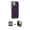MARSİLYAN™- iPhone 15 Pro Max Kılıf Çekirdek Modern Prime - Siyah 3D Antistatik Mat Seramik Nano Ekran Koruyucu + PVD Metal Kamera Lens - GI