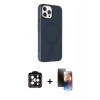 MARSİLYAN™- iPhone 15 Pro Max Kılıf Çekirdek Modern Prime - Siyah 3D Antistatik Mat Seramik Nano Ekran Koruyucu + PVD Metal Kamera Lens - TU