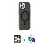 MARSİLYAN™- iPhone 15 Pro Max Kılıf Çekirdek Modern Prime - Siyah 3D Antistatik Seramik Nano Ekran Koruyucu + PVD Metal Kamera Lens - GS
